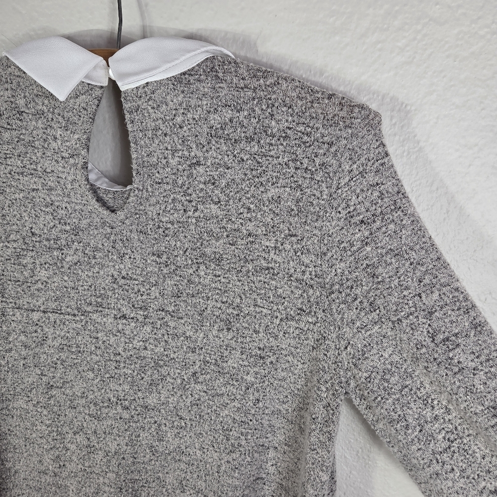 Faith And Joy Sheath Sz S Layered Twofer Sweater Embellish Collared 3/4Sleeves - Picture 10 of 16